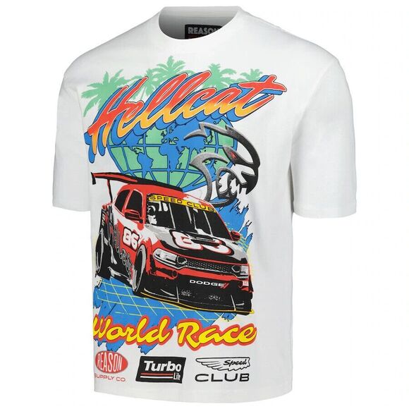 Dodge Reason Men's White Hellcat World Race Racing Cotton T-Shirt Size XXL (2XL) - Picture 6 of 8